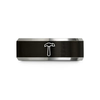 comfort fit ring him – black & gray tungsten warhammer wedding band