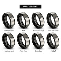 font options for inside engraving on black & silver ripper tooth rings