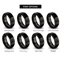 font options for inside engraving on black ripper tooth rings