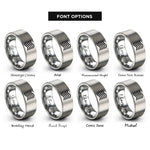 font options for inside engraving on silver ripple lines rings