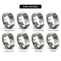 font options for inside engraving on silver ripple lines rings