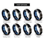 font options for inside engraving on black & blue & silver ripple rings rings