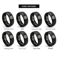 font options for inside engraving on black rippled honeycomb rings