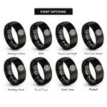 font options for inside engraving on black rippled honeycomb rings