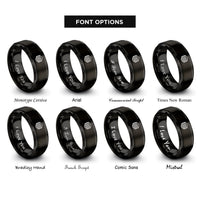 font options for inside engraving on black rippled honeycomb rings