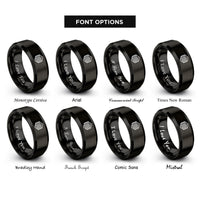 font options for inside engraving on black rippled honeycomb rings