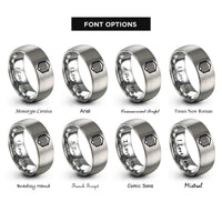 font options for inside engraving on grey rippled honeycomb rings