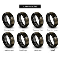 font options for inside engraving on gunmetal & black rippled honeycomb rings