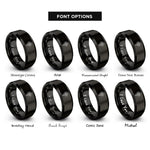 font options for inside engraving on black risen cross rays rings
