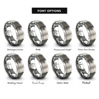 font options for inside engraving on silver risen cross rays rings