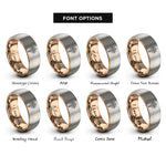 font options for inside engraving on rose gold & grey risen cross rays rings