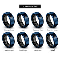font options for inside engraving on black & blue river crossing stones rings