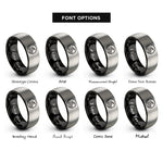font options for inside engraving on black & grey river crossing stones rings