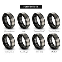 font options for inside engraving on black & grey river crossing stones rings