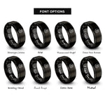 font options for inside engraving on black river meander rings