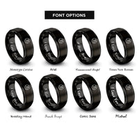 font options for inside engraving on black river meander rings