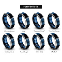 font options for inside engraving on blue & gray river meander rings