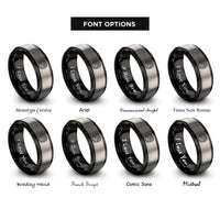 font options for inside engraving on black & silver river meander contours rings