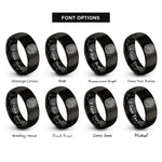 font options for inside engraving on black river meander contours rings