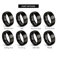font options for inside engraving on black river meander contours rings