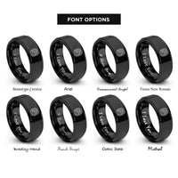font options for inside engraving on black river meander contours rings