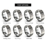 font options for inside engraving on grey river meander contours rings