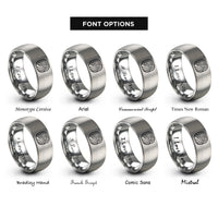 font options for inside engraving on grey river meander contours rings