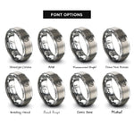 font options for inside engraving on grey river meander rings