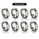 font options for inside engraving on silver river meander rings