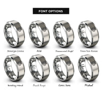 font options for inside engraving on silver river meander rings