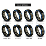 font options for inside engraving on gunmetal & blue river meander rings