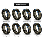 font options for inside engraving on gunmetal & blue river meander rings