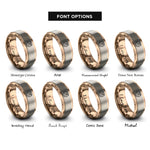 font options for inside engraving on rose gold river meander rings
