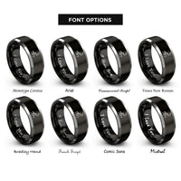 font options for inside engraving on black & grey river moon rings