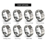font options for inside engraving on silver river moon rings
