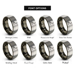 font options for inside engraving on gunmetal & silver river moon rings