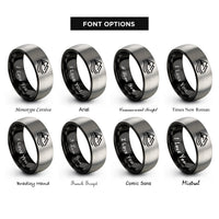 font options for inside engraving on black & grey river peaks rings