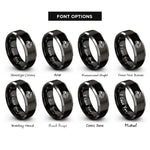 font options for inside engraving on black & silver river peaks rings