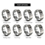 font options for inside engraving on silver river peaks rings
