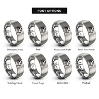 font options for inside engraving on silver river peaks rings