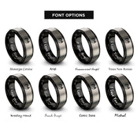 font options for inside engraving on black & grey river pines rings
