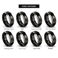 font options for inside engraving on black & gray river pines rings