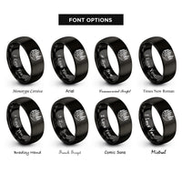 font options for inside engraving on black river pines rings