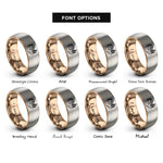 font options for inside engraving on rose gold & silver river pines rings