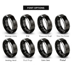 font options for inside engraving on black & grey river stream waveform rings