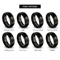 font options for inside engraving on black river stream waveform rings