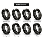 font options for inside engraving on black & gray river valley meander rings