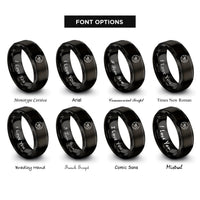 font options for inside engraving on black river valley meander rings
