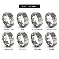 font options for inside engraving on gray river valley meander rings