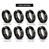 font options for inside engraving on black & grey rivet rings